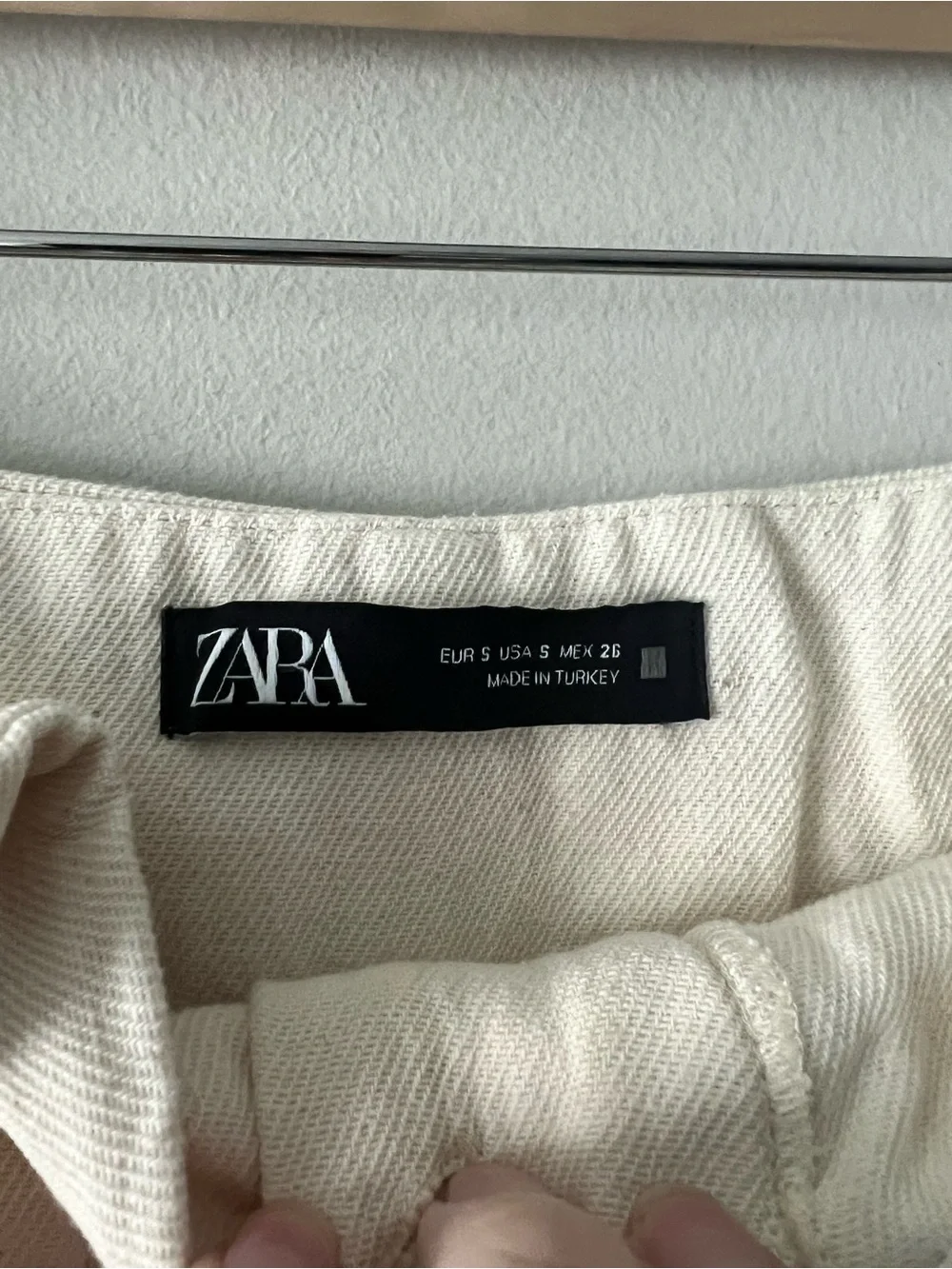 Zara Cream High Rise Wide Leg Belted Trousers Pants Size S